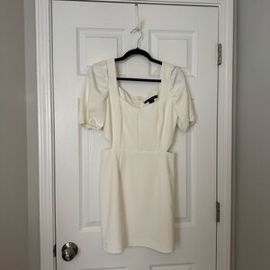 French Connection Whisper Cutout Dress in White/Cream